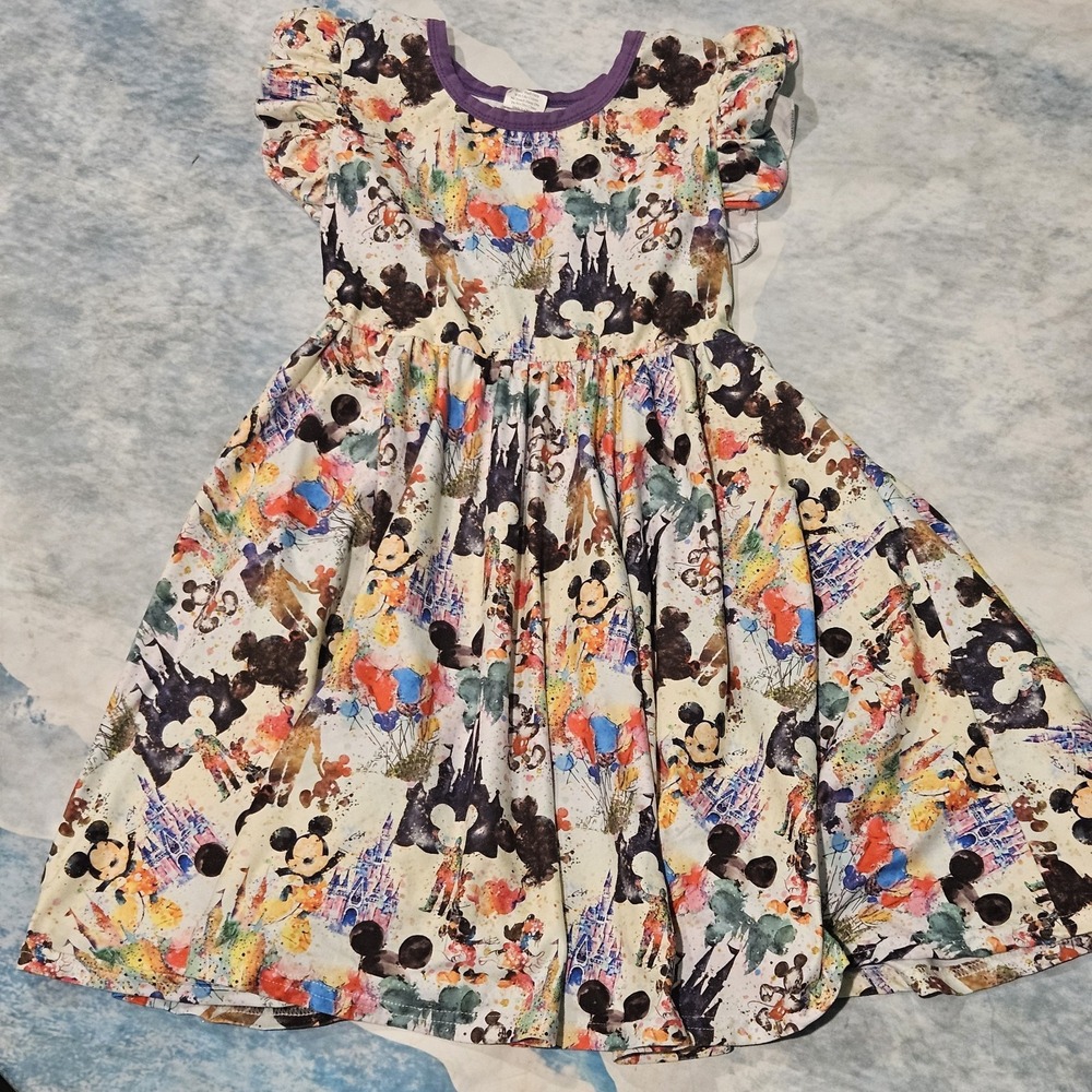Mouse & Friends Milksilk Twirl Dress Girls Size 8/9 4XL Character Print